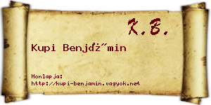 Kupi Benjámin névjegykártya