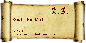 Kupi Benjámin névjegykártya