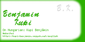 benjamin kupi business card